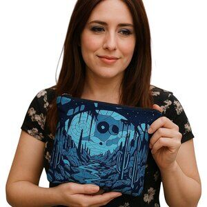 Celestial Desert Dreamscape – Surreal Cosmic Canyon Raya Canvas Carryall Pouch